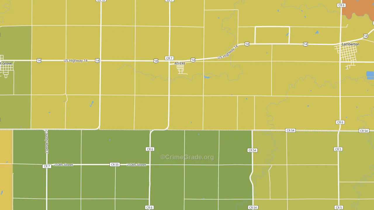 Revere, MN Map of Vandalism Rates