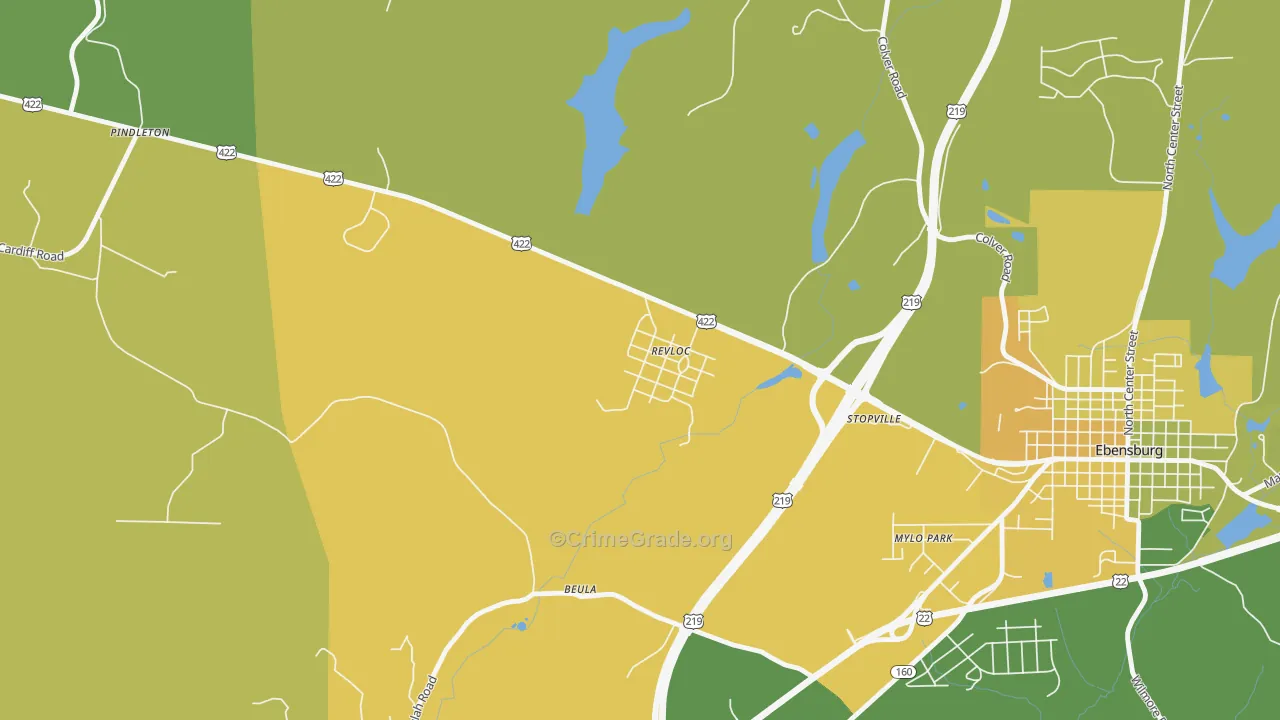Revloc, PA Map of Vandalism Rates