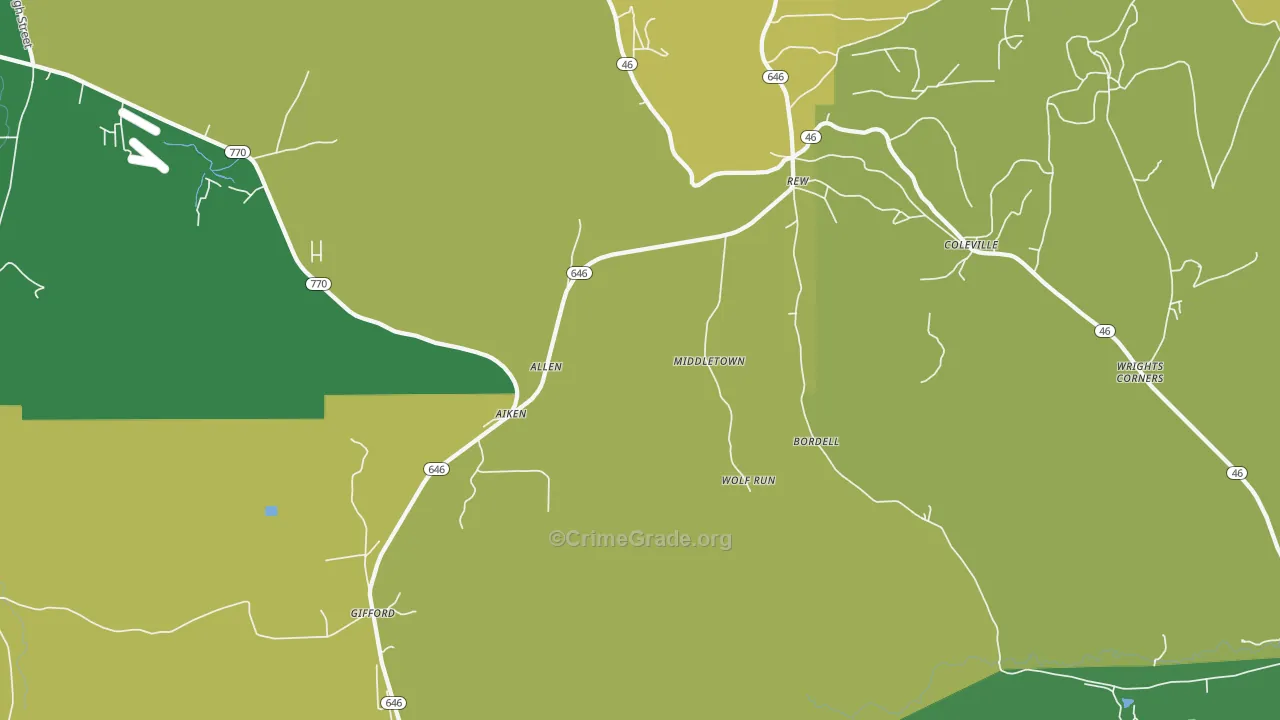 Rew, PA Map of Vandalism Rates