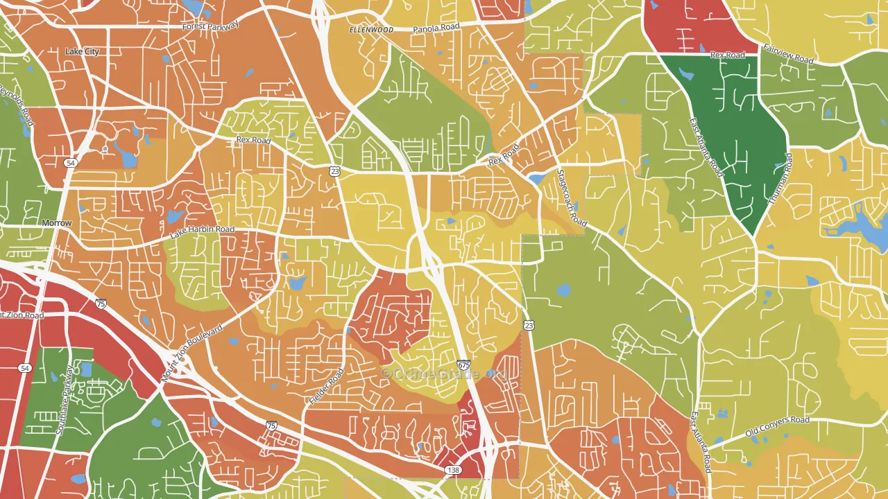 Rex, GA Map of Vandalism Rates