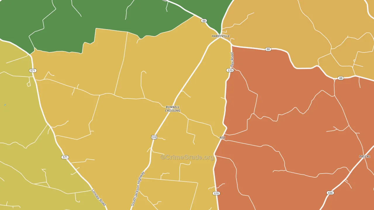 Rex, KY Map of Vandalism Rates