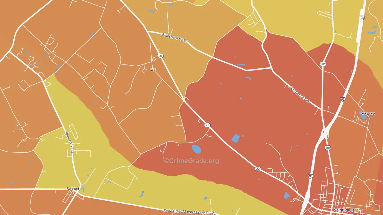 Rex, NC Map of Vandalism Rates