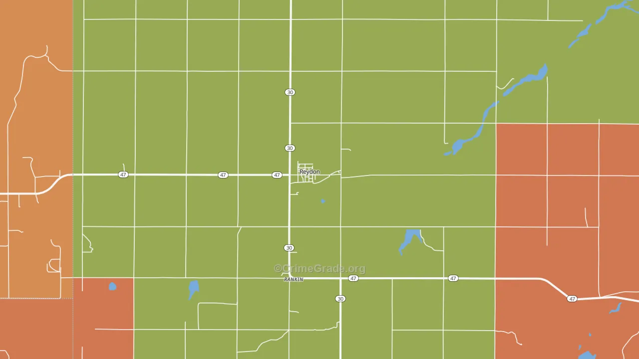 Reydon, OK Map of Vandalism Rates