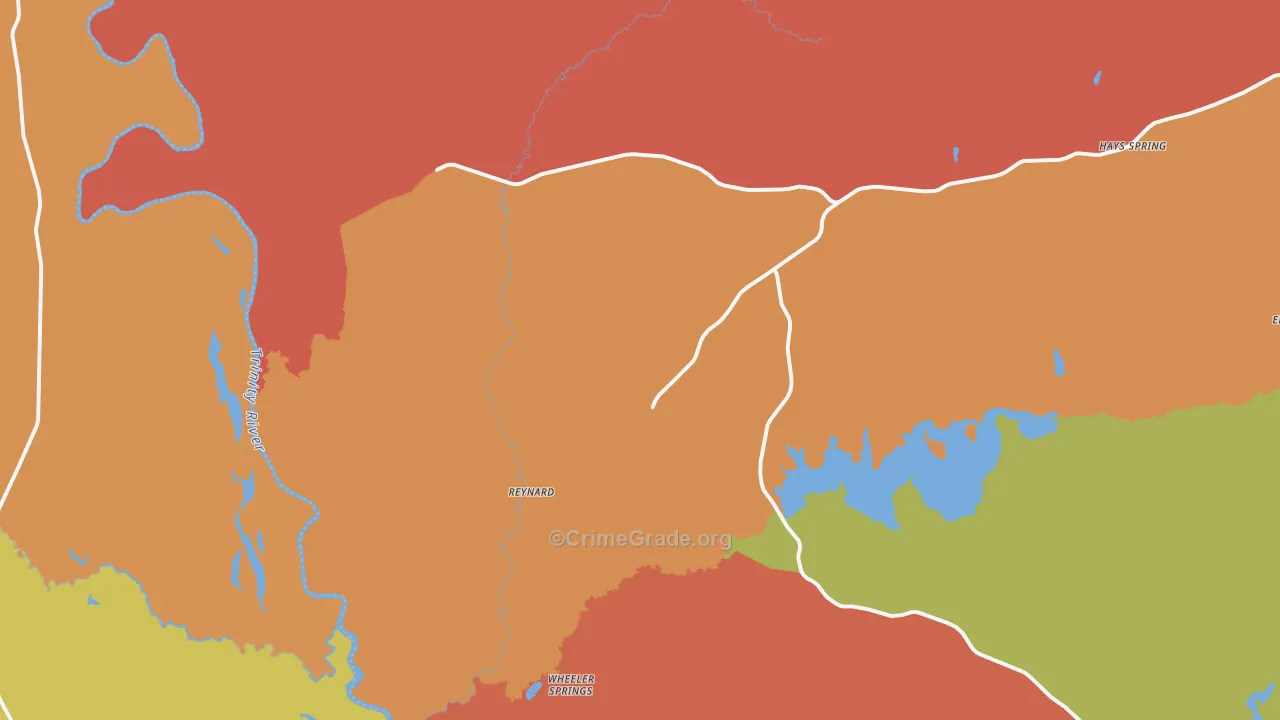 Reynard, TX Map of Vandalism Rates
