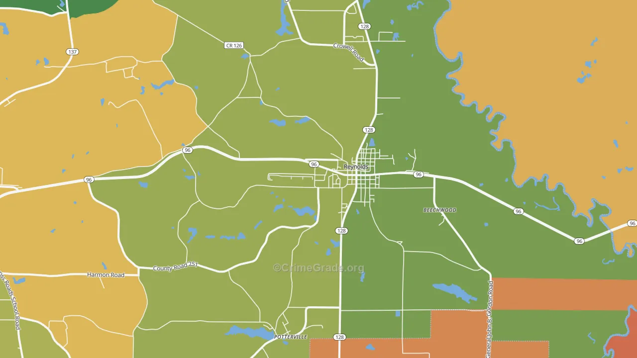 Reynolds, GA Map of Vandalism Rates