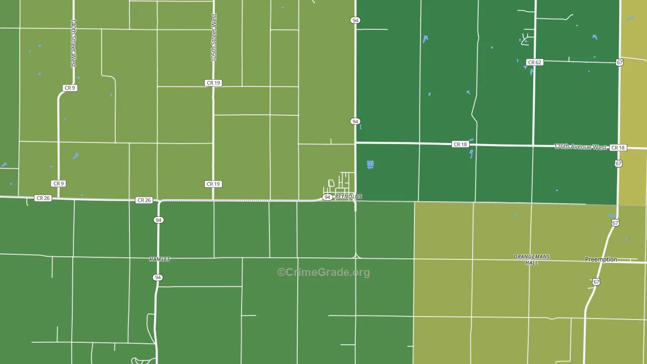 Reynolds, IL Map of Vandalism Rates