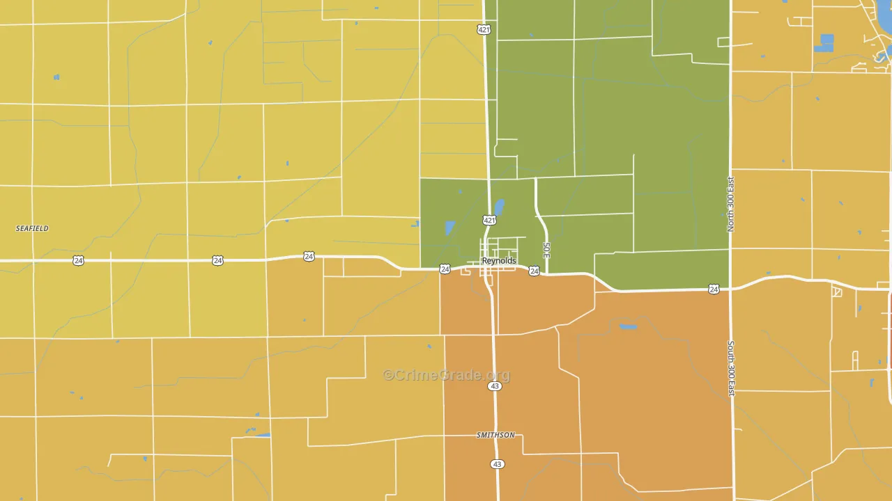 Reynolds, IN Map of Vandalism Rates