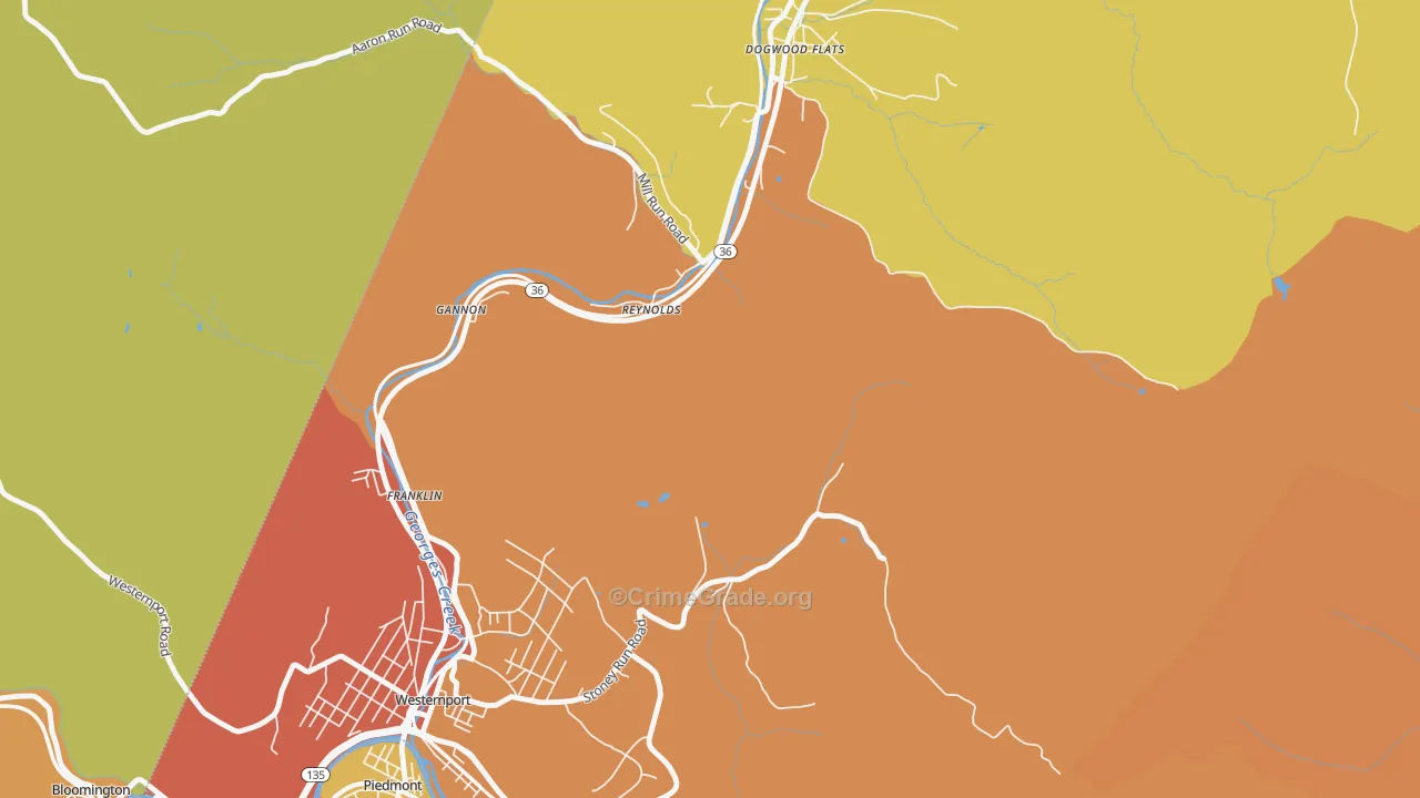 Reynolds, MD Map of Vandalism Rates