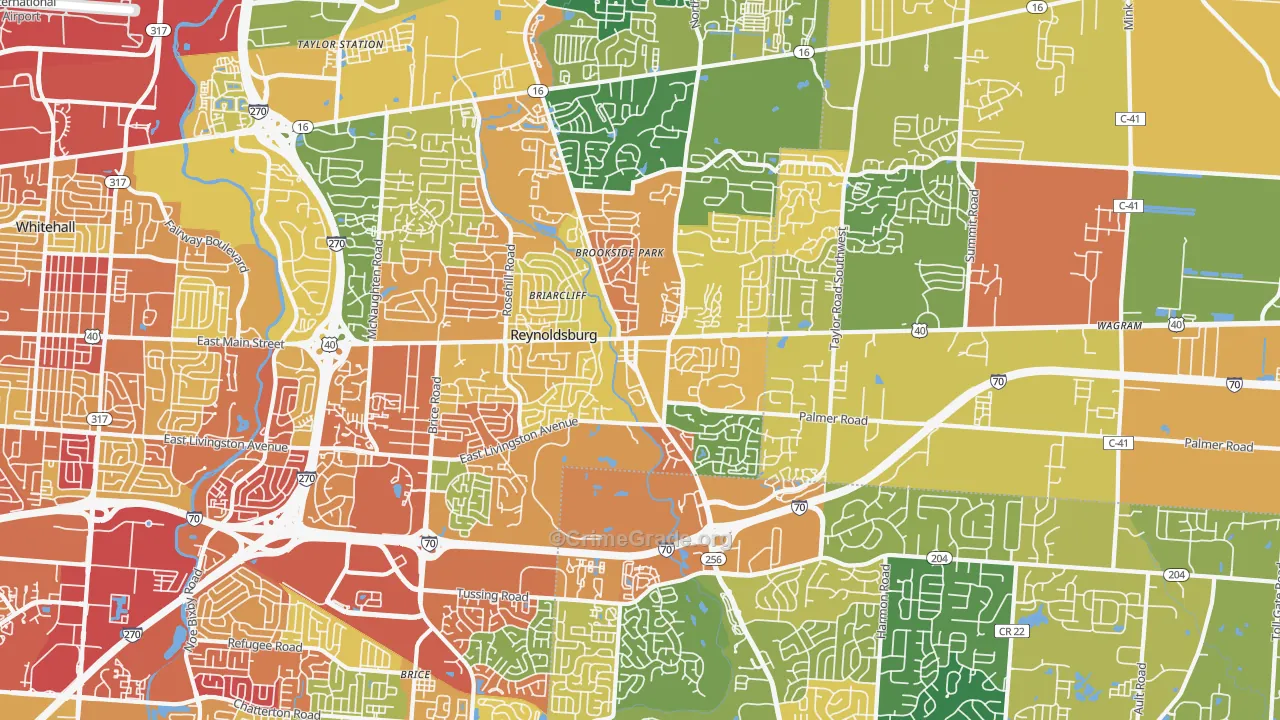 Reynoldsburg, OH Map of Vandalism Rates