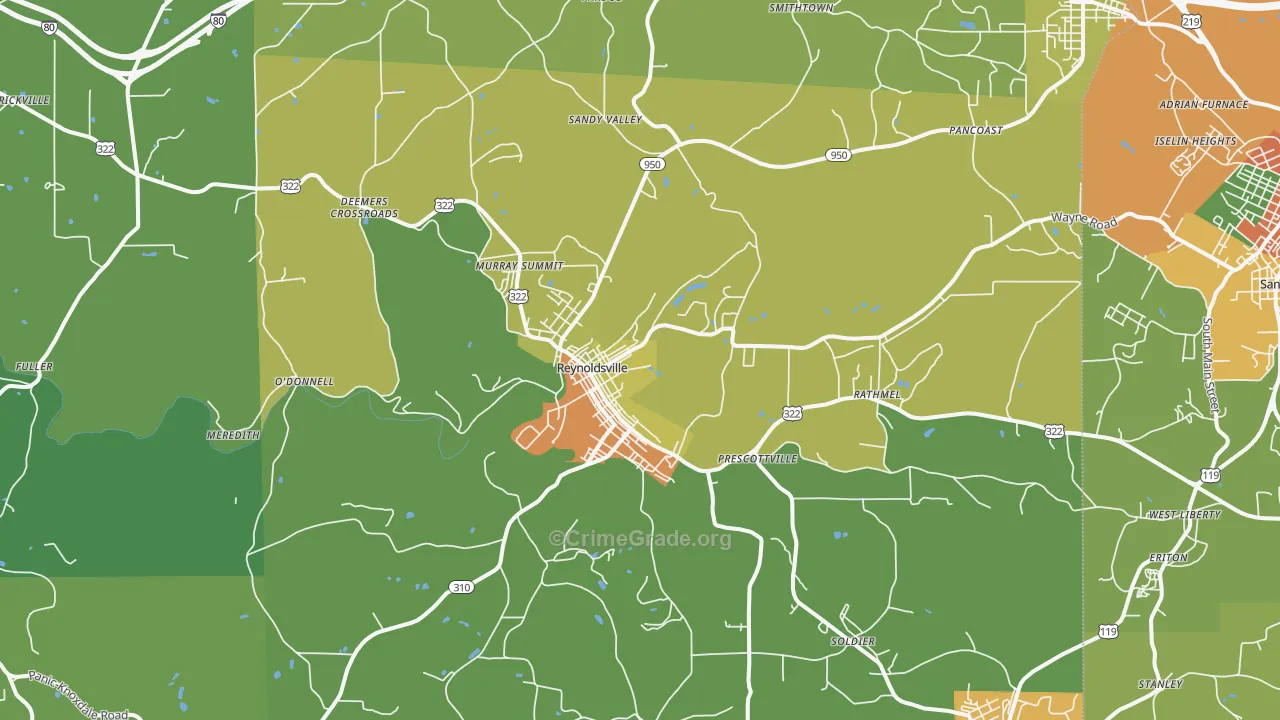 Reynoldsville, PA Map of Vandalism Rates