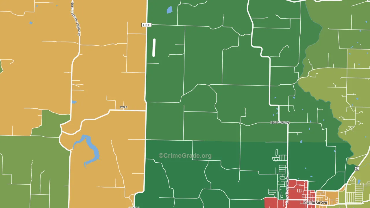 Rhea, AR Map of Vandalism Rates