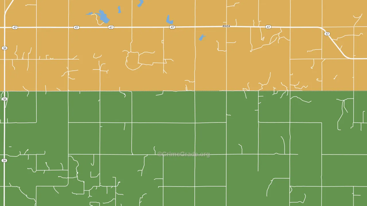 Rhea, OK Map of Vandalism Rates