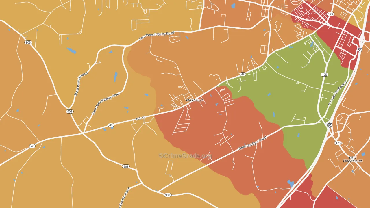 Rheasville, NC Map of Vandalism Rates