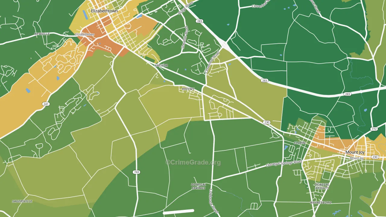Rheems, PA Map of Vandalism Rates