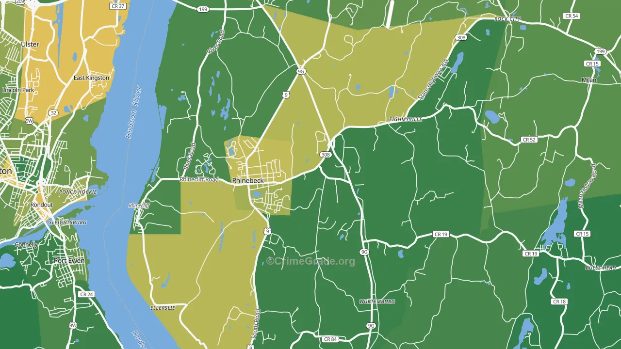 Rhinebeck, NY Map of Vandalism Rates