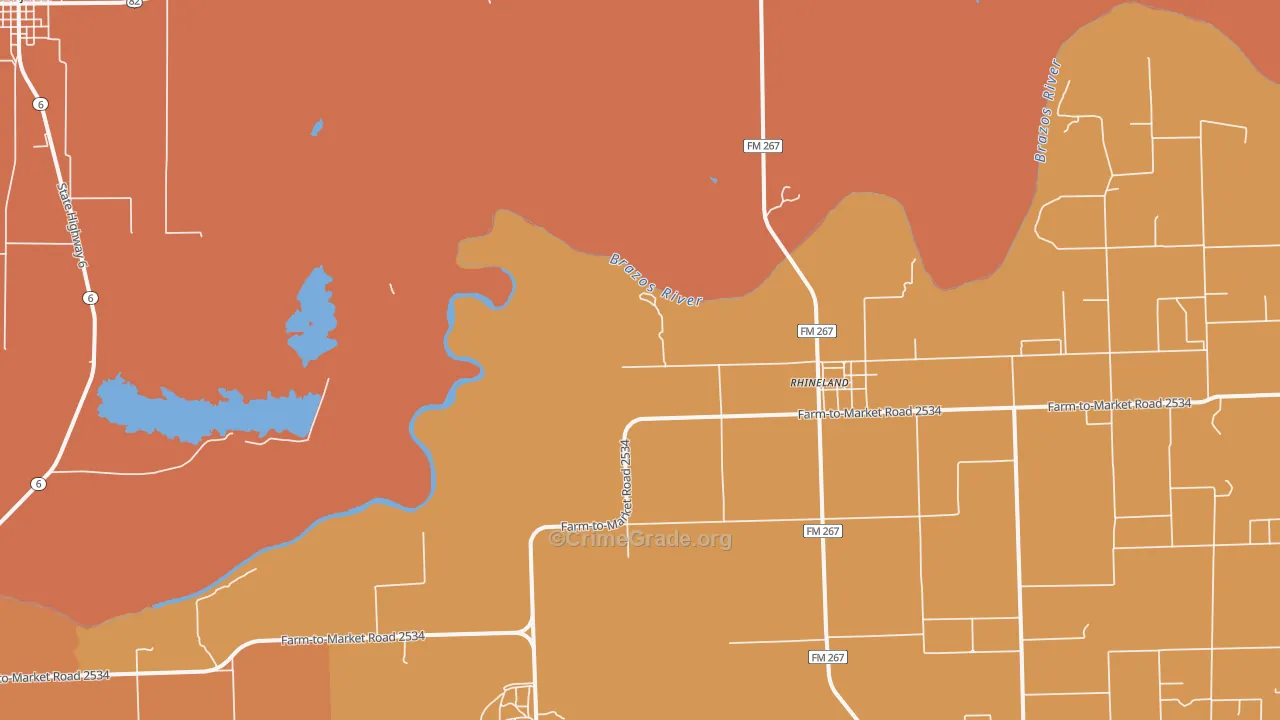 Rhineland, TX Map of Vandalism Rates