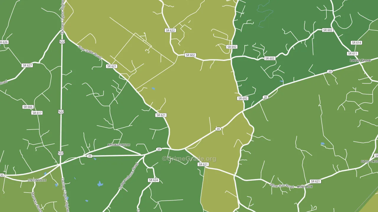 Rhoadesville, VA Map of Vandalism Rates