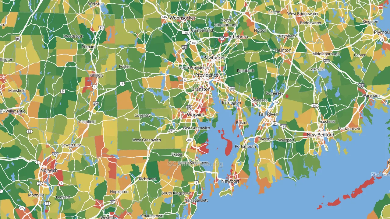 Rhode Island Map of Vandalism Rates