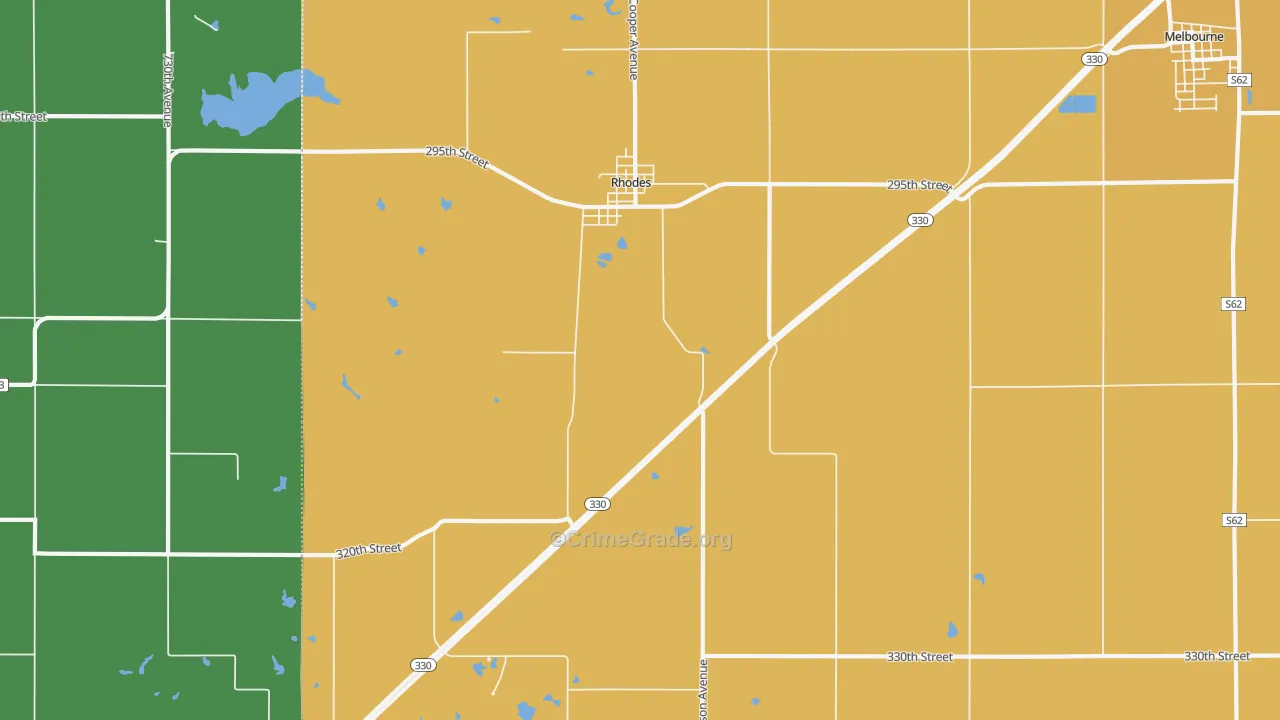 Rhodes, IA Map of Vandalism Rates