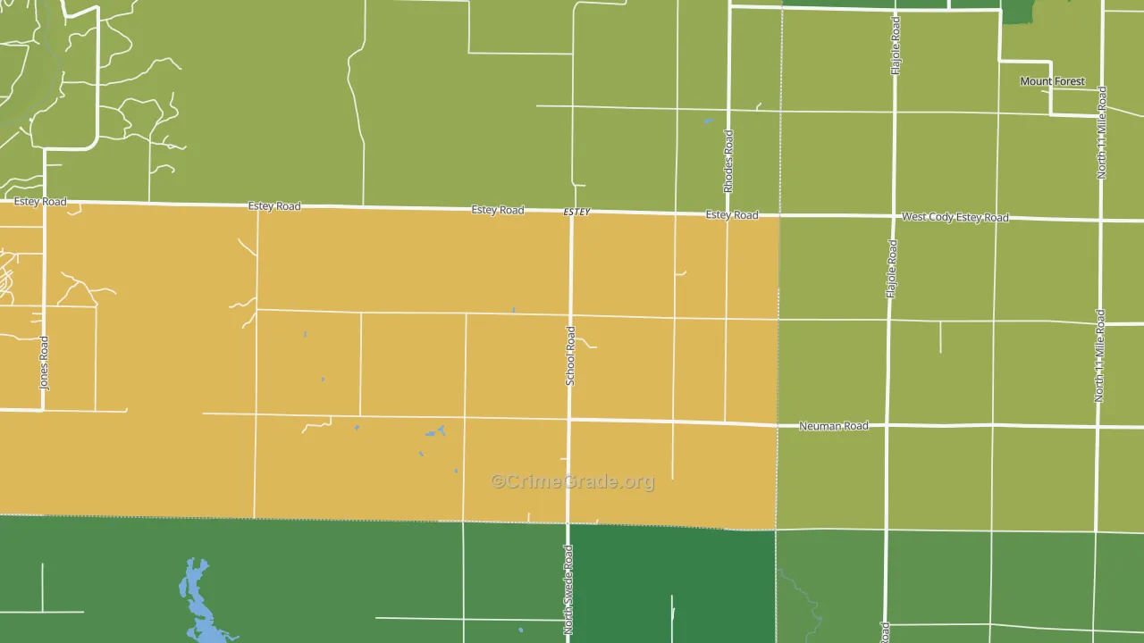 Rhodes, MI Map of Vandalism Rates