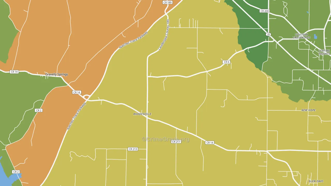 Rhodesville, AL Map of Vandalism Rates