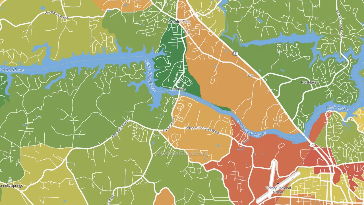 Rhodhiss, NC Map of Vandalism Rates