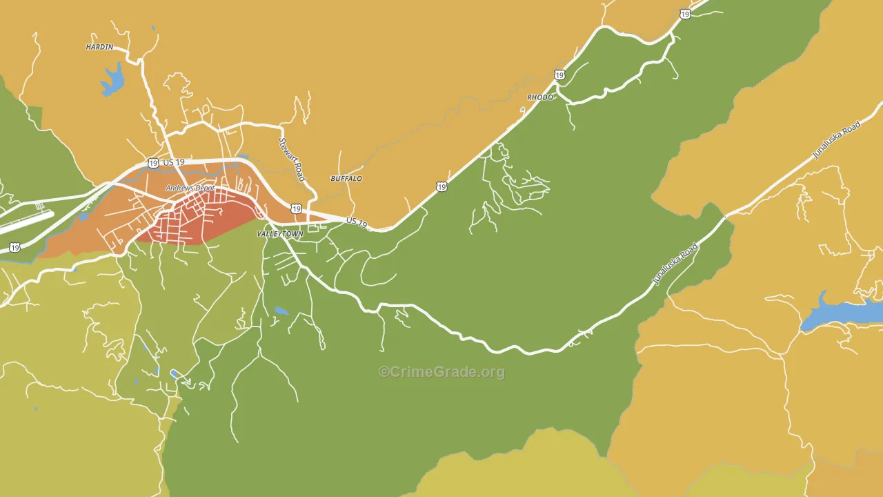 Rhodo, NC Map of Vandalism Rates