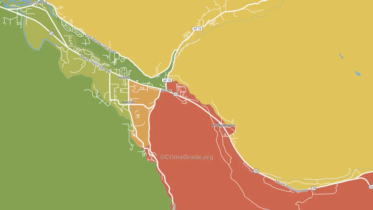 Rhododendron, OR Map of Vandalism Rates