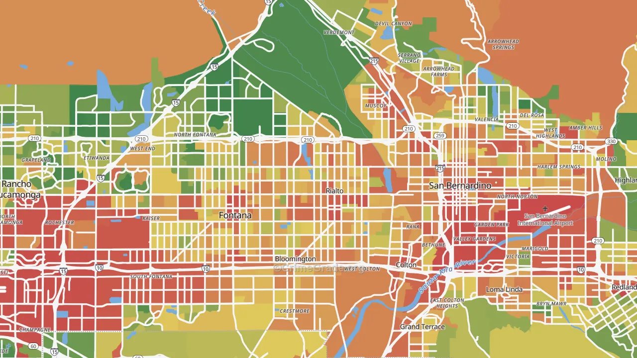 Rialto, CA Map of Vandalism Rates
