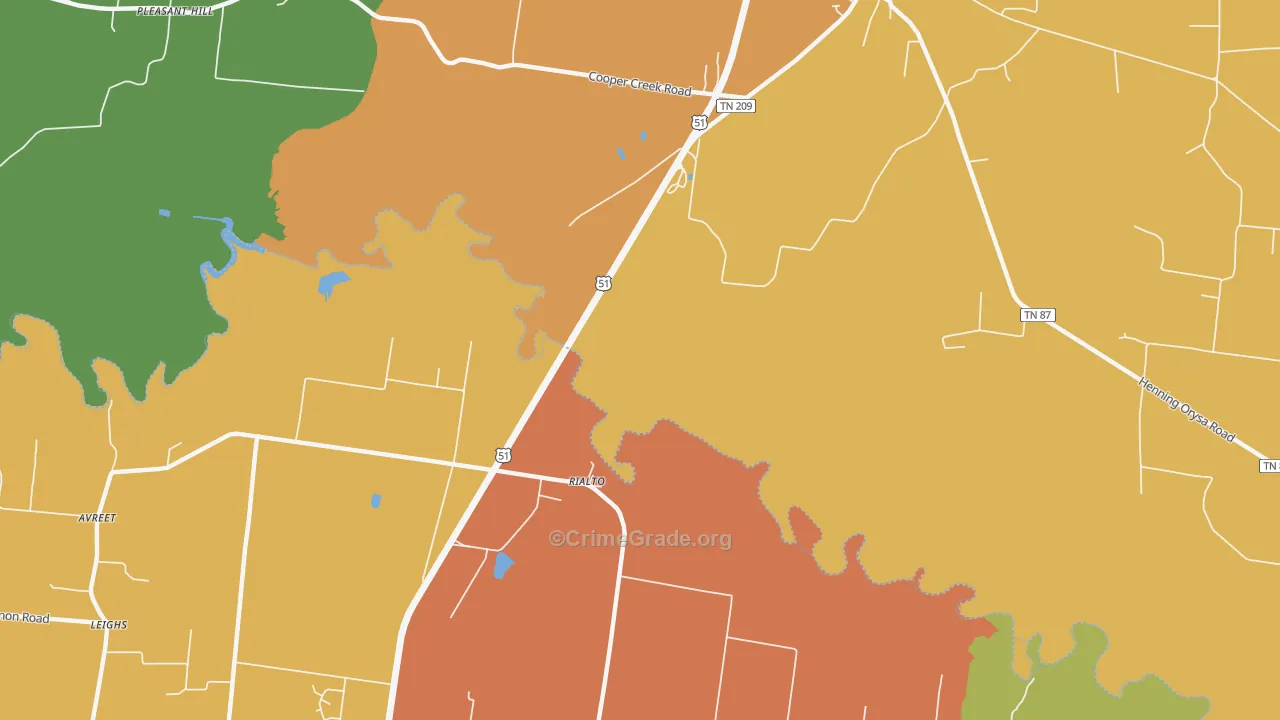 Rialto, TN Map of Vandalism Rates