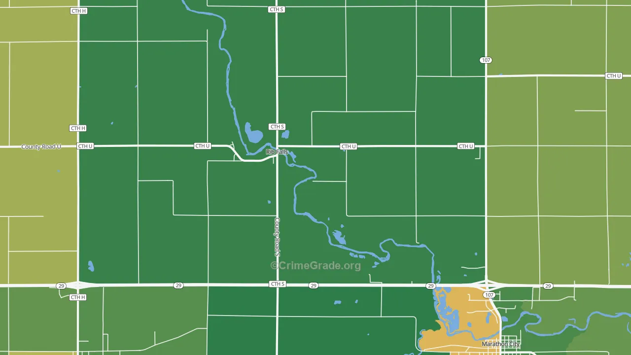 Rib Falls, WI Map of Vandalism Rates