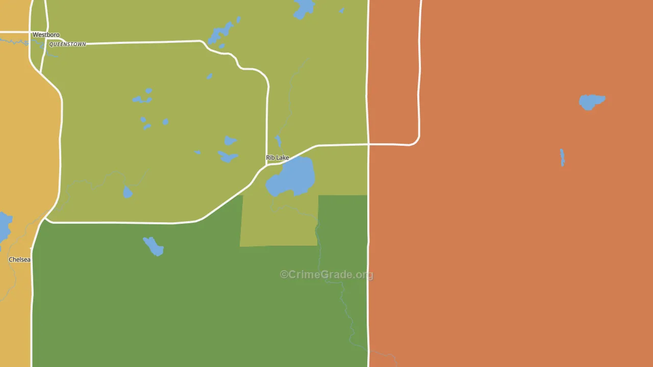 Rib Lake, WI Map of Vandalism Rates