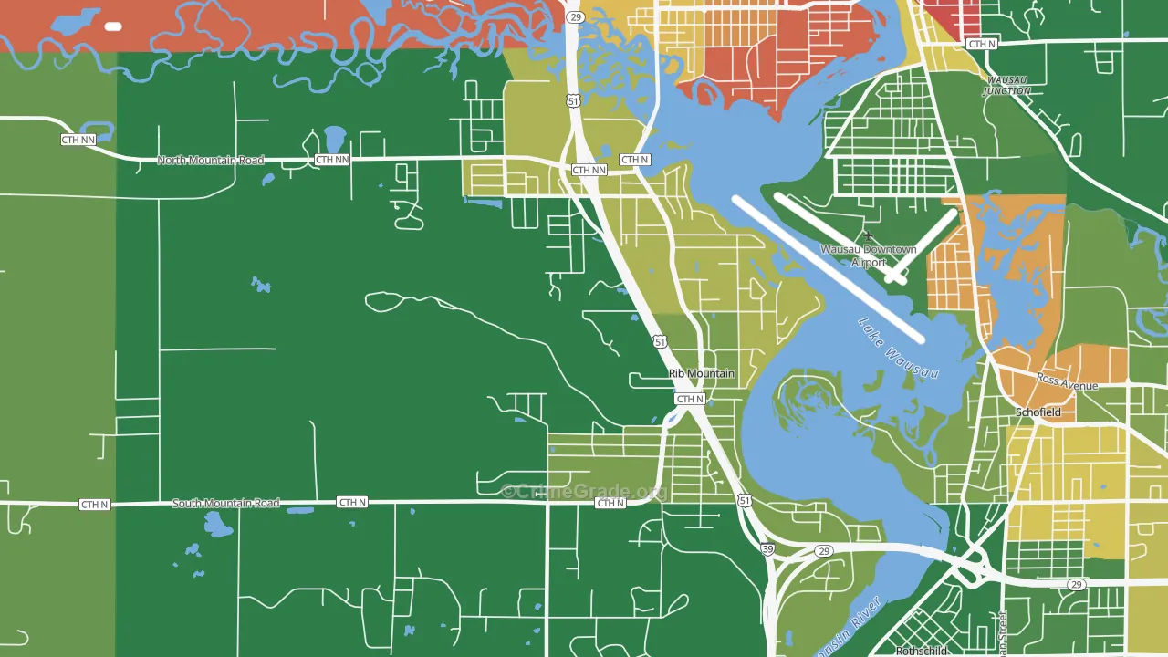 Rib Mountain, WI Map of Vandalism Rates