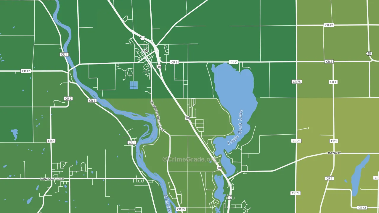 Rice, MN Map of Vandalism Rates