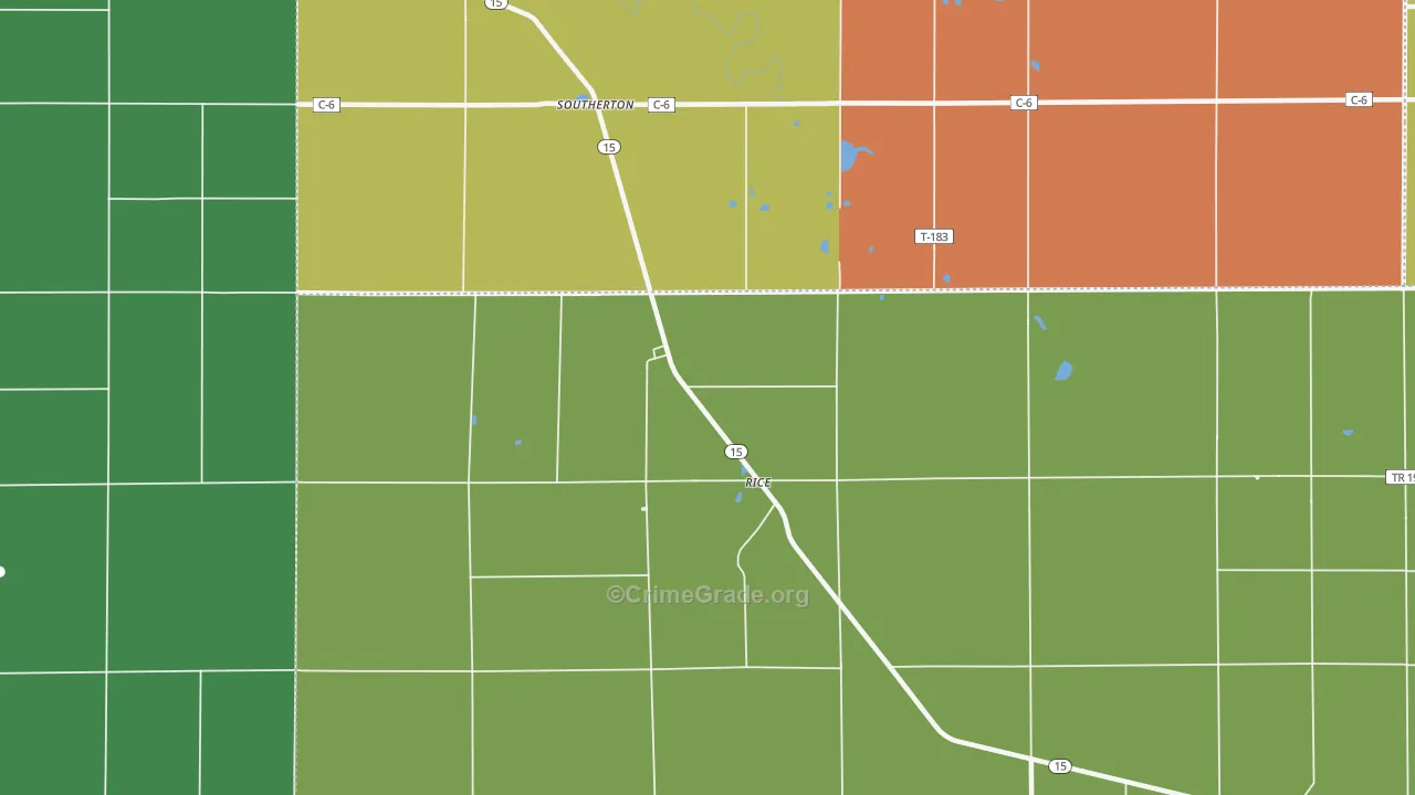 Rice, OH Map of Vandalism Rates