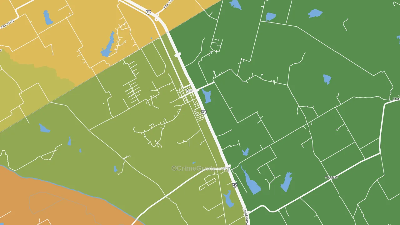 Rice, TX Map of Vandalism Rates