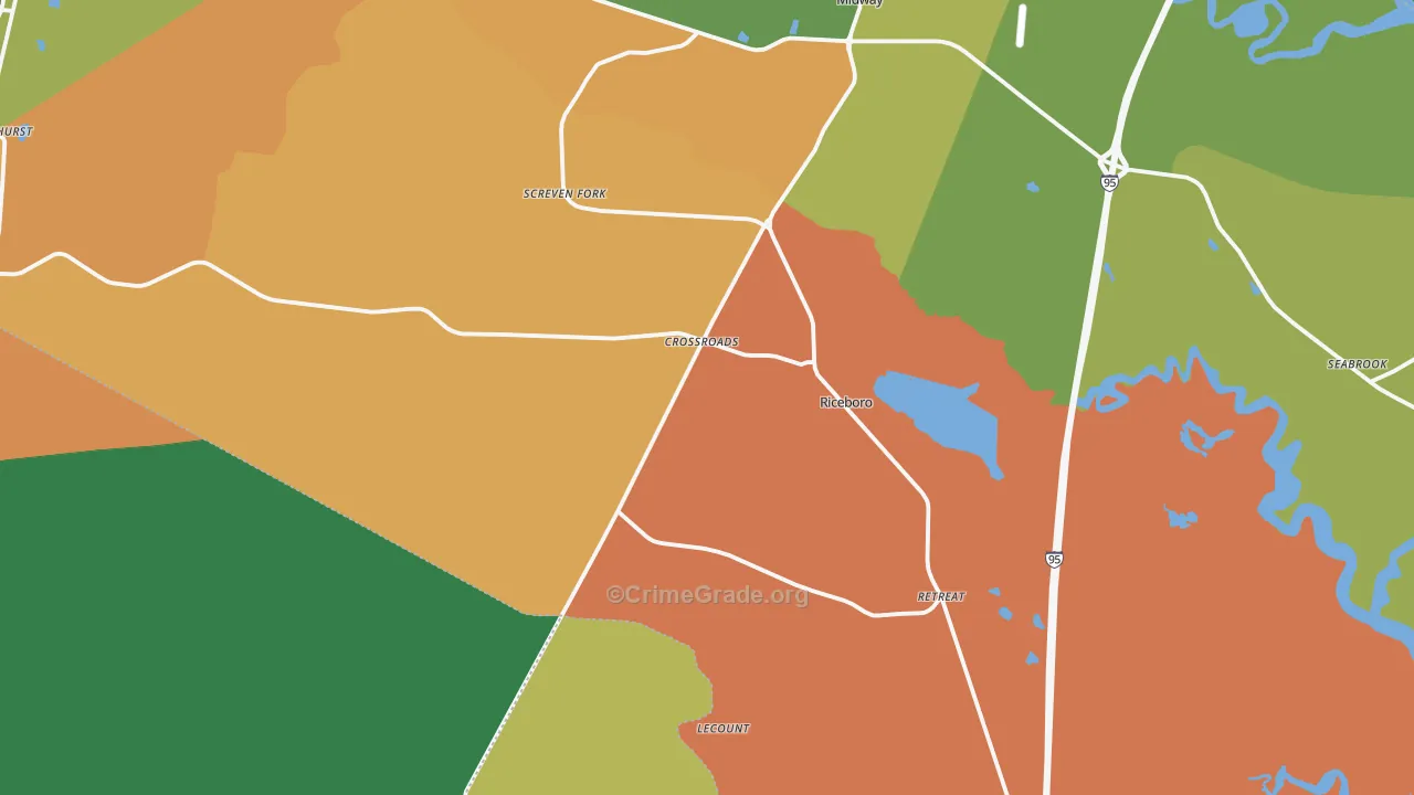 Riceboro, GA Map of Vandalism Rates