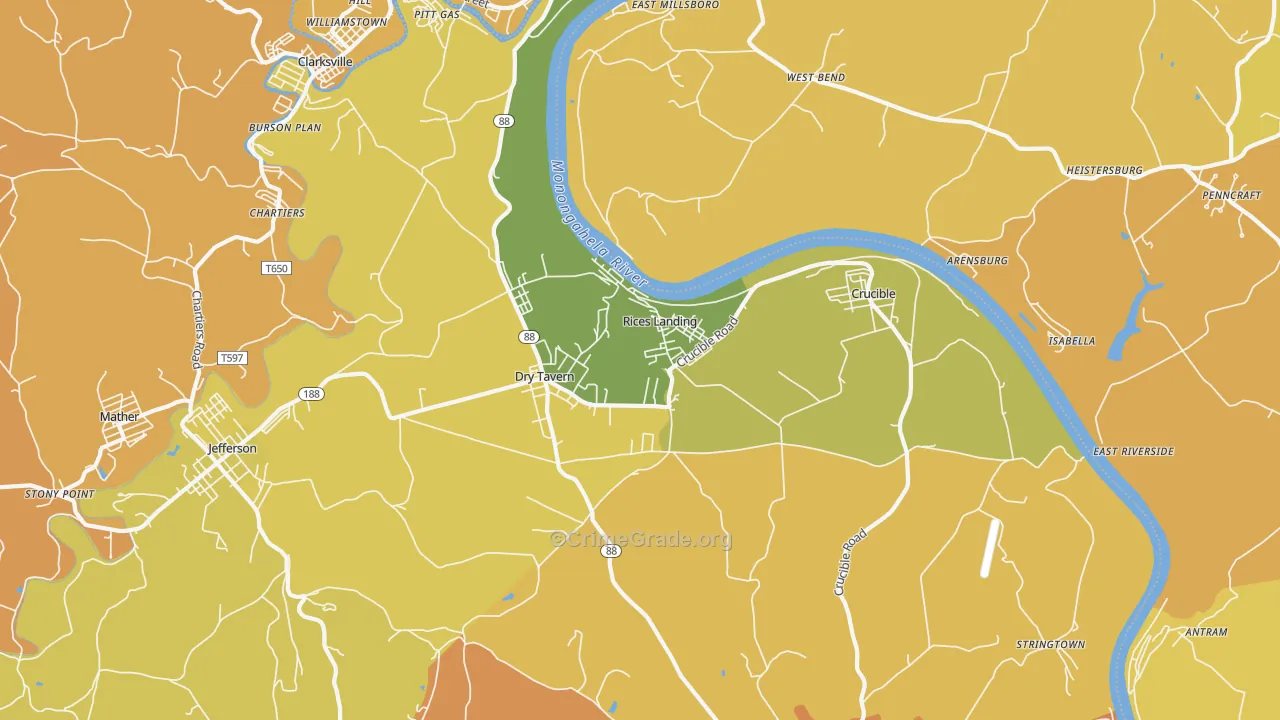 Rices Landing, PA Map of Vandalism Rates