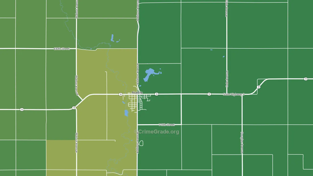 Riceville, IA Map of Vandalism Rates