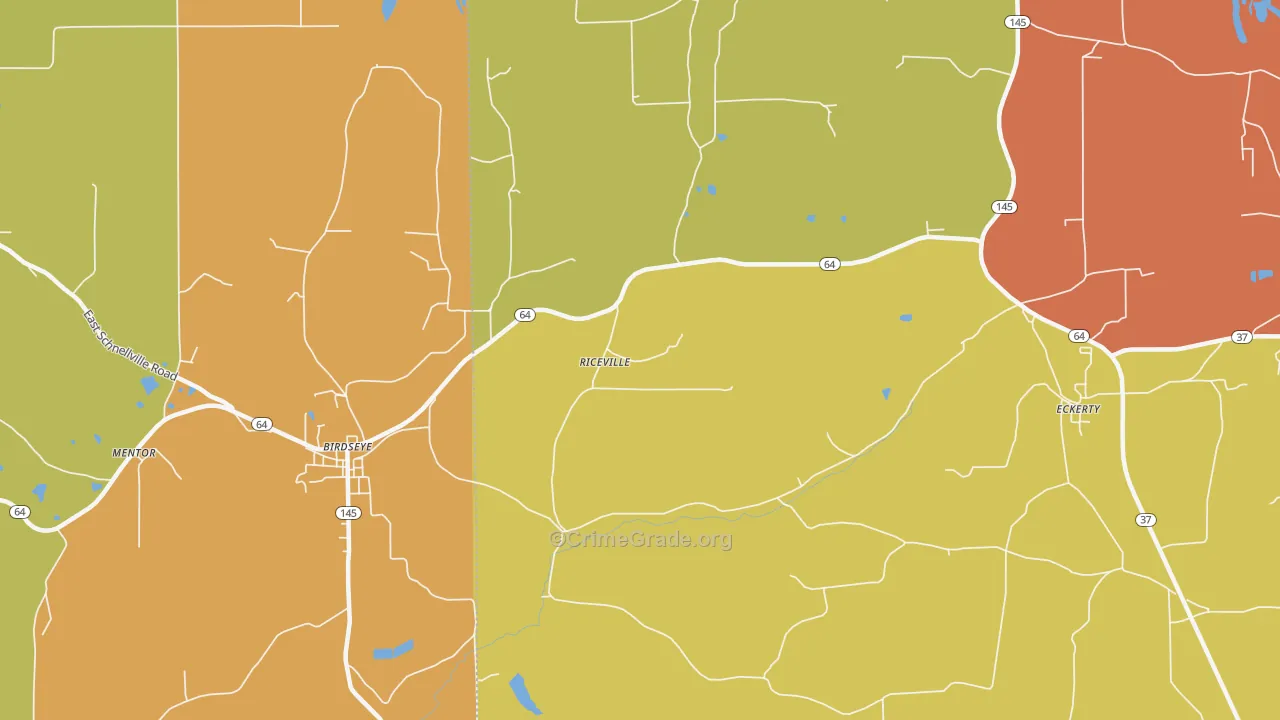 Riceville, IN Map of Vandalism Rates