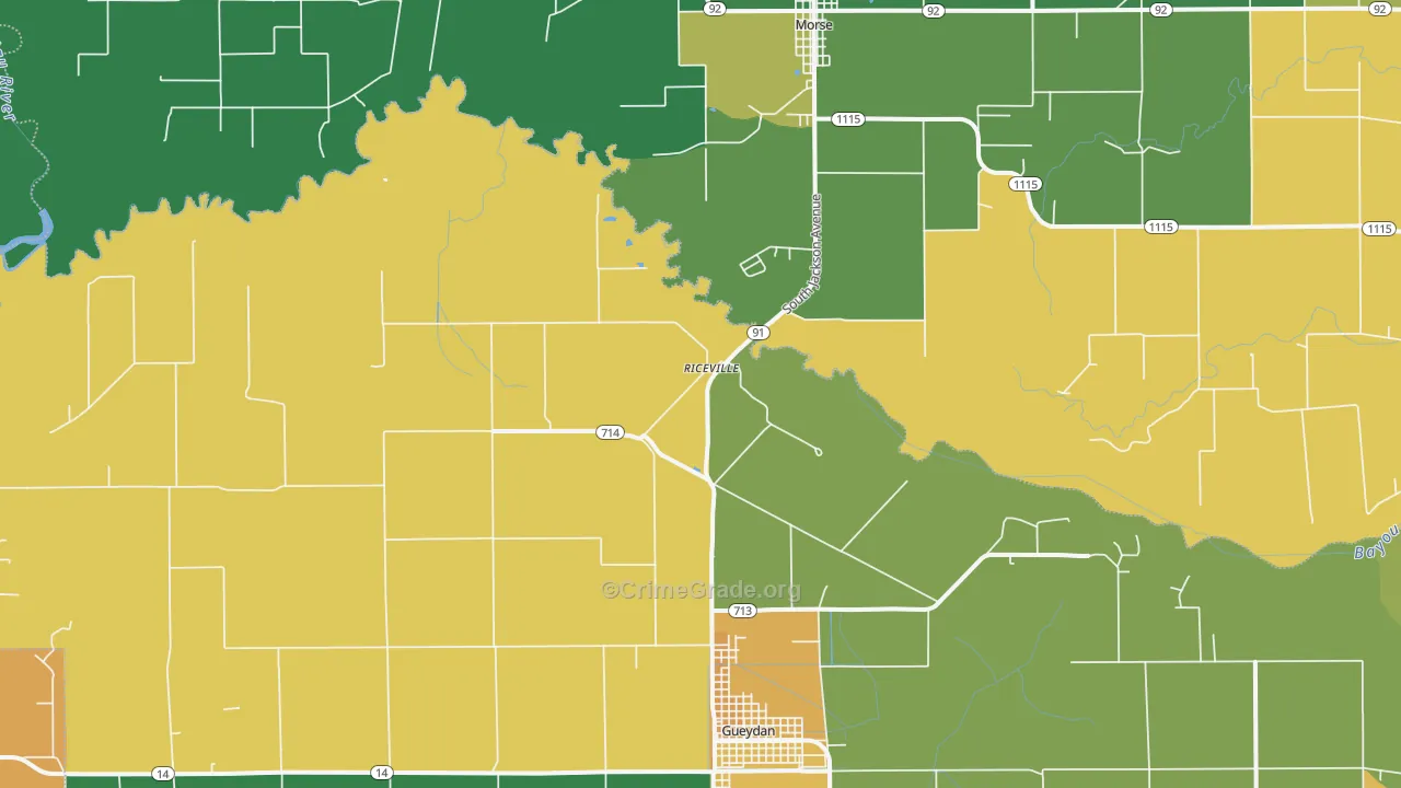 Riceville, LA Map of Vandalism Rates