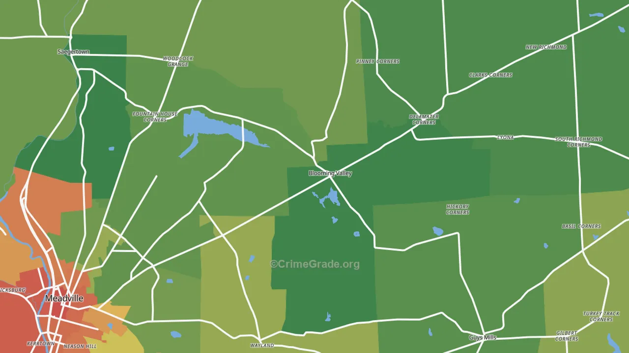 Riceville, PA Map of Vandalism Rates