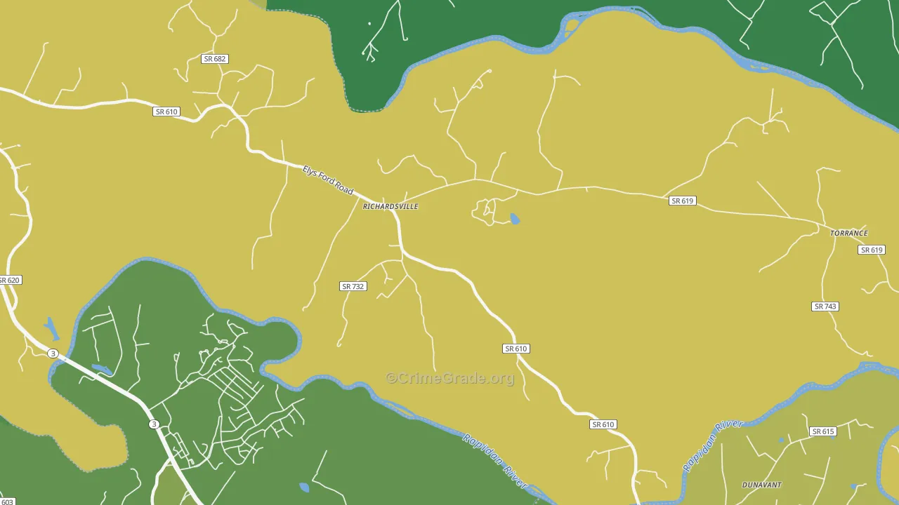 Richardsville, VA Map of Vandalism Rates