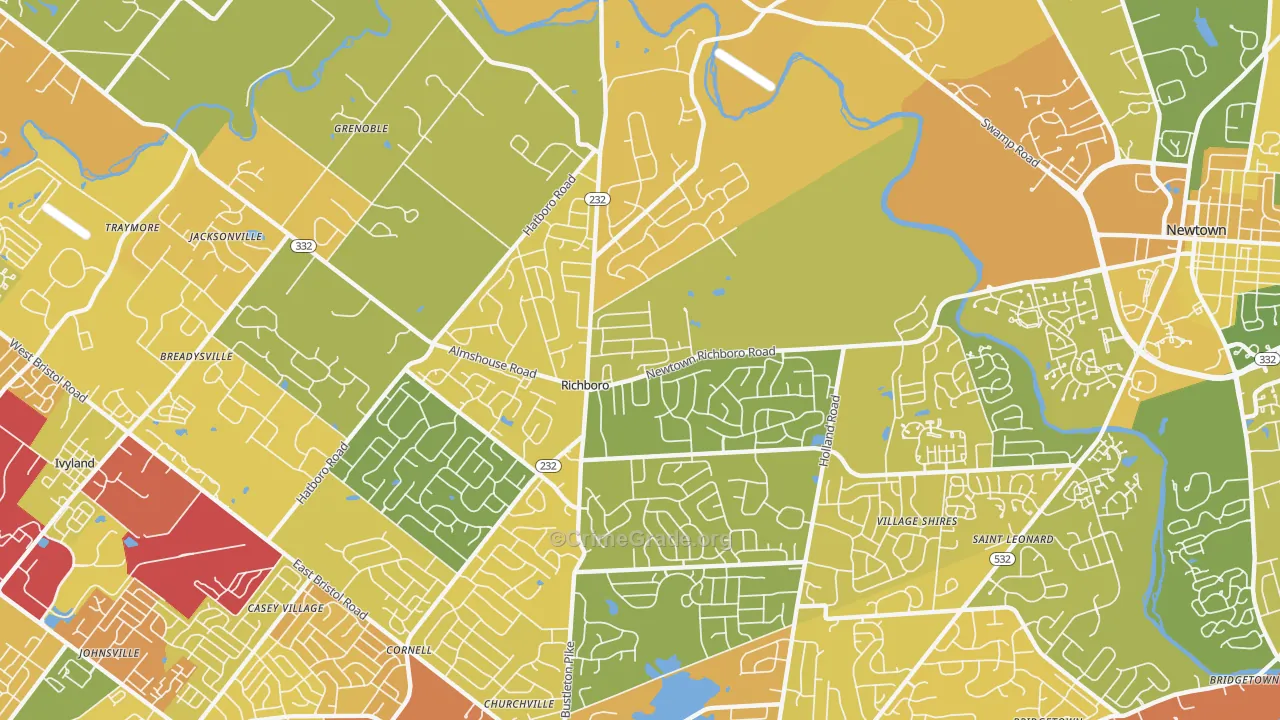 Richboro, PA Map of Vandalism Rates