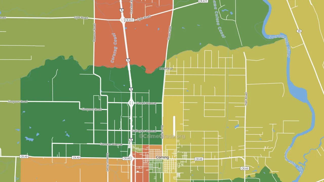 Richfield, CA Map of Vandalism Rates