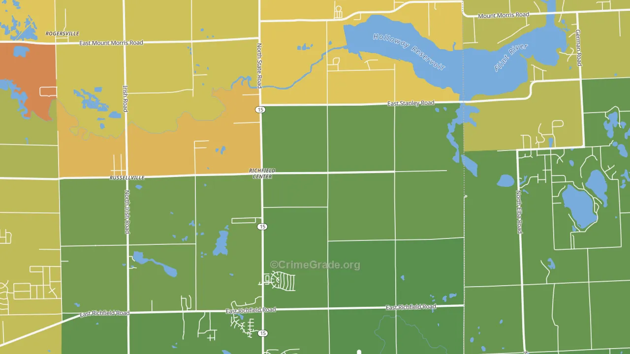 Richfield Center, MI Map of Vandalism Rates