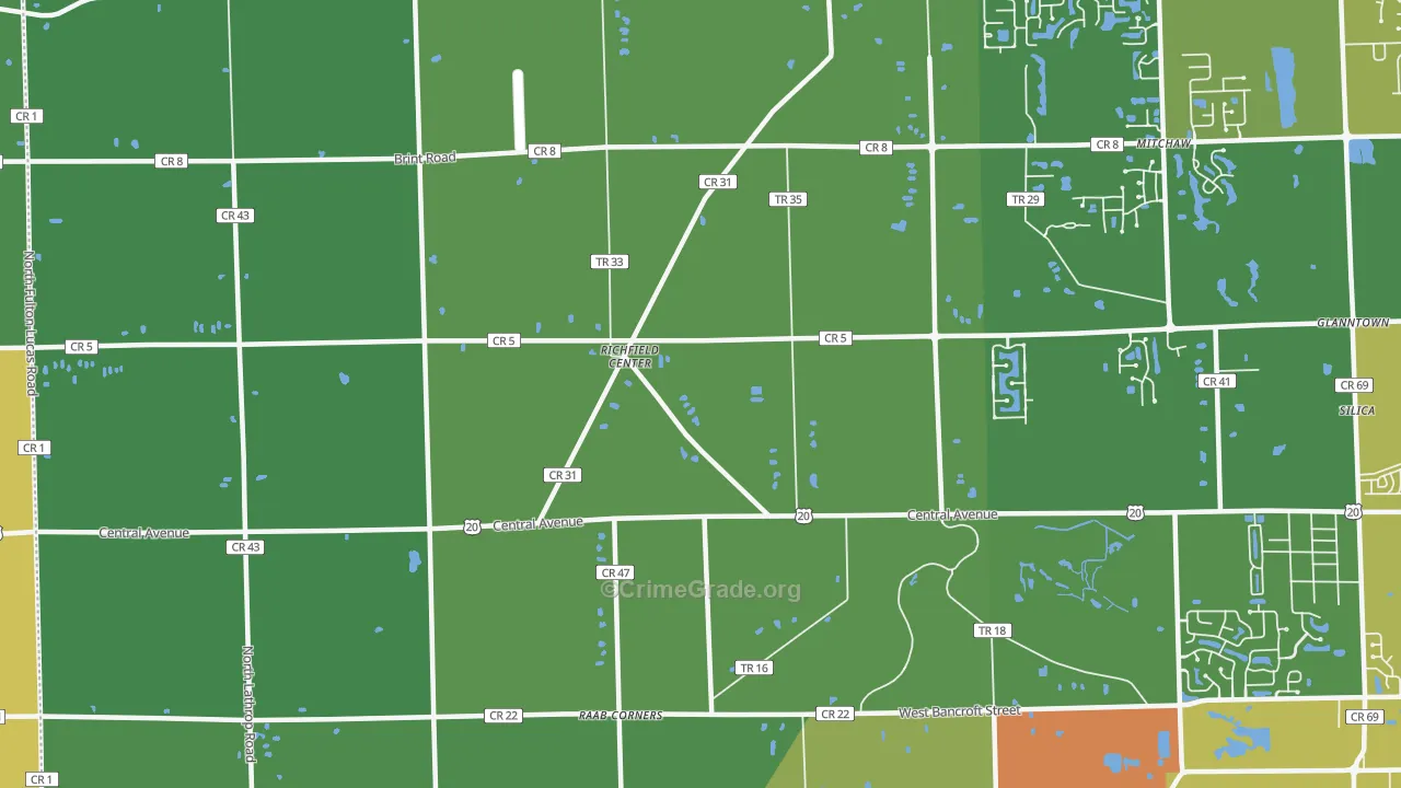 Richfield Center, OH Map of Vandalism Rates