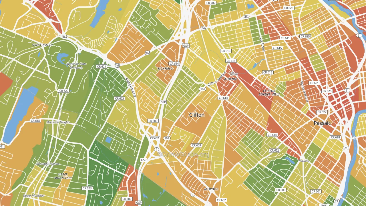 Richfield, Clifton, NJ Map of Vandalism Rates