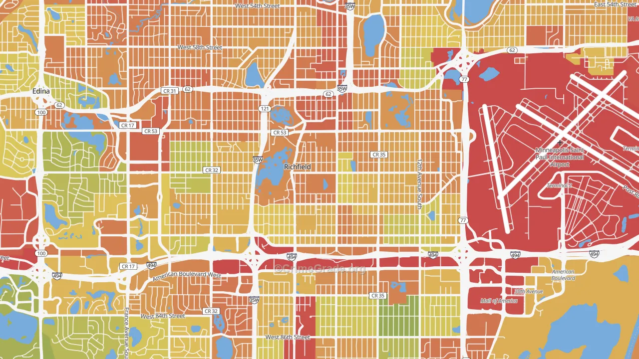 Richfield, MN Map of Vandalism Rates
