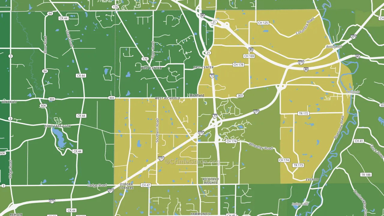 Richfield, OH Map of Vandalism Rates